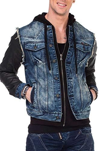 Cipo & Baxx Herren Hybrid-Denimjacke - Versatile Farben, Modisch und Komfortabel - für City und Outdoor - mit Knopf und