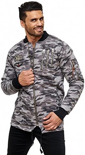 Cipo & Baxx Herren Jeansjacke – Klassisch, Leder, Sport – Knopf und Reißverschluss – Sweat-Kapuze und Sweatärmeln – Mode