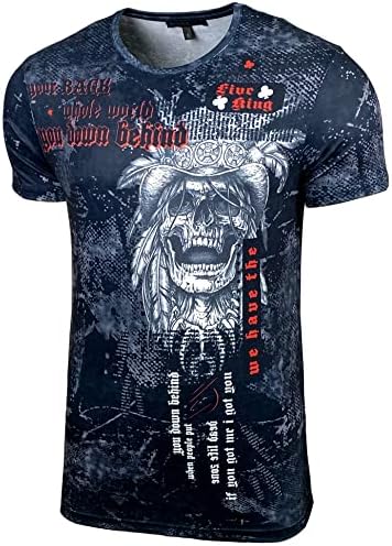 Herren Vintage Kurzarm T-Shirt mit mehrfarbigem Front Print und Label-Applikation 105