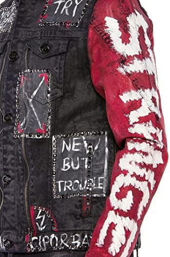 Cipo & Baxx Herren Jeansjacke – Klassisch, Leder, Sport – Knopf und Reißverschluss – Sweat-Kapuze und Sweatärmeln – Mode