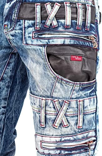 Cipo & Baxx Herren Jeans - Stylische Denim-Mode mit hohem Markanten_design | Regular & Slim Fit | Stonewashed Effect des