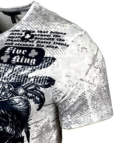 Herren Vintage Kurzarm T-Shirt mit mehrfarbigem Front Print und Label-Applikation 105