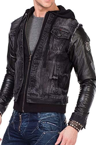 Cipo & Baxx Herren Hybrid-Denimjacke - Versatile Farben, Modisch und Komfortabel - für City und Outdoor - mit Knopf und