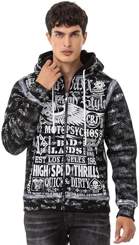 Cipo & Baxx Herren Sweatjacke Hoodie – Stylischer Pullover für Streetwear-Begeisterte mit Reißverschluss & Kapuze für Fr
