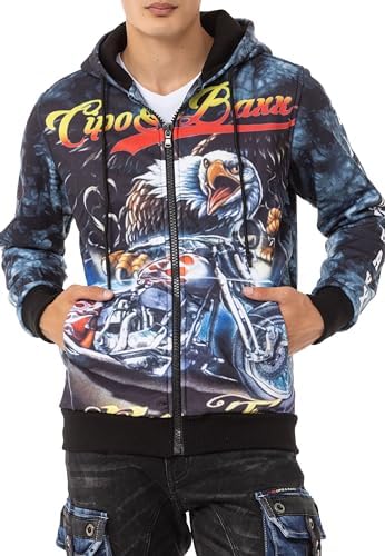 Cipo & Baxx Herren Sweatjacke Hoodie – Stylischer Pullover für Streetwear-Begeisterte mit Reißverschluss & Kapuze für Fr