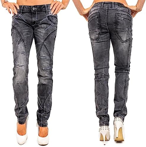 Cipo & Baxx Damen Jeans – Stylische Slim & Regular Fit Hosen mit Stretch & Used-Look | Bequeme Passform, modisches Desig
