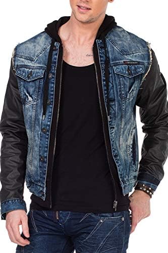 Cipo & Baxx Herren Hybrid-Denimjacke - Versatile Farben, Modisch und Komfortabel - für City und Outdoor - mit Knopf und
