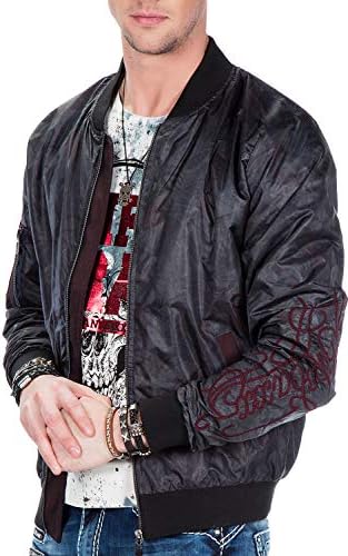 Cipo & Baxx Herren Jeansjacke – Klassisch, Leder, Sport – Knopf und Reißverschluss – Sweat-Kapuze und Sweatärmeln – Mode