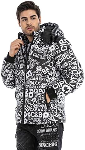 Cipo & Baxx Herren Mantel – Stylische Winterjacke mit warmem Innenfutter und abnehmbarer Kapuze für kalte Tage