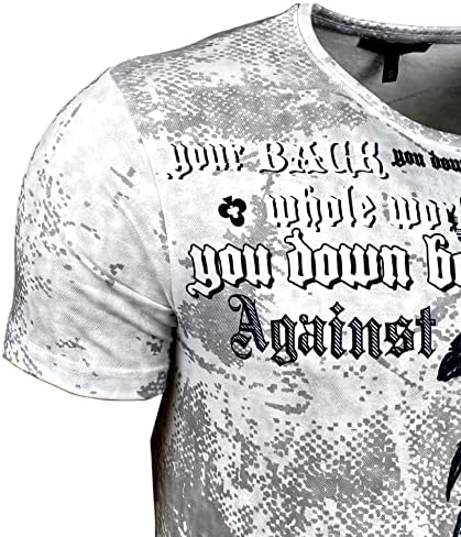 Herren Vintage Kurzarm T-Shirt mit mehrfarbigem Front Print und Label-Applikation 105