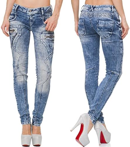 Cipo & Baxx Damen Jeans – Stylische Slim & Regular Fit Hosen mit Stretch & Used-Look | Bequeme Passform, modisches Desig