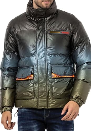 Cipo & Baxx Herren Mantel – Stylische Winterjacke mit warmem Innenfutter und abnehmbarer Kapuze für kalte Tage