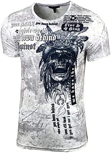 Herren Vintage Kurzarm T-Shirt mit mehrfarbigem Front Print und Label-Applikation 105