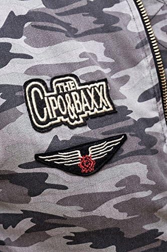 Cipo & Baxx Herren Jeansjacke – Klassisch, Leder, Sport – Knopf und Reißverschluss – Sweat-Kapuze und Sweatärmeln – Mode