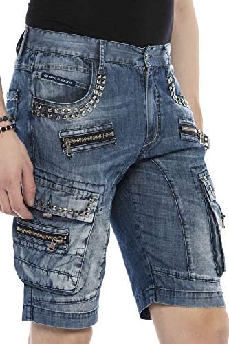 Cipo & Baxx Herren Jeans - Straight Fit mit modischen Waschungen, Nähten & Used-Look Details - Regular Denim - Trendige