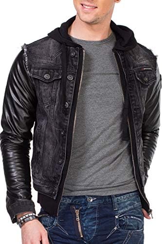 Cipo & Baxx Herren Hybrid-Denimjacke - Versatile Farben, Modisch und Komfortabel - für City und Outdoor - mit Knopf und