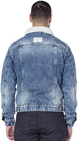 Cipo & Baxx Herren Jeansjacke – Klassisch, Leder, Sport – Knopf und Reißverschluss – Sweat-Kapuze und Sweatärmeln – Mode