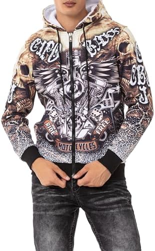 Cipo & Baxx Herren Sweatjacke Hoodie Serie - Stylischer Pullover im Modernen Casual Streetwear Stil für den Alltag, Frei
