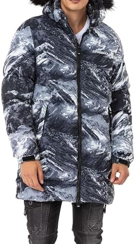 Cipo & Baxx Herren Mantel – Stylische Winterjacke mit warmem Innenfutter und abnehmbarer Kapuze für kalte Tage