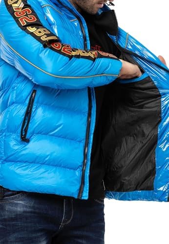 Cipo & Baxx Herren Mantel – Stylische Winterjacke mit warmem Innenfutter und abnehmbarer Kapuze für kalte Tage