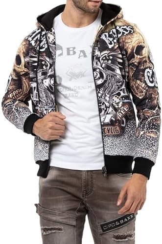 Cipo & Baxx Herren Sweatjacke Hoodie Serie - Stylischer Pullover im Modernen Casual Streetwear Stil für den Alltag, Frei