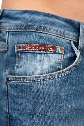Cipo & Baxx Herren Jeans - Stilvolle Männer Jeans mit 5-Pocket-Design und Kontrastnähten | Bequemer Baumwoll-Elasthan-Mi