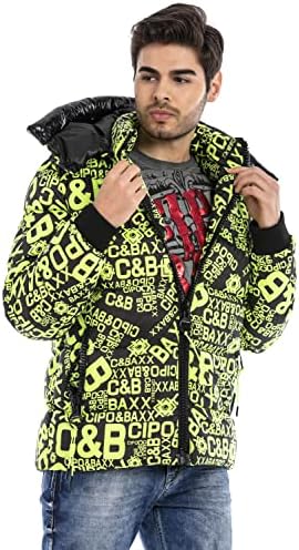 Cipo & Baxx Herren Mantel – Stylische Winterjacke mit warmem Innenfutter und abnehmbarer Kapuze für kalte Tage