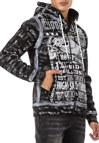 Cipo & Baxx Herren Sweatjacke Hoodie – Stylischer Pullover für Streetwear-Begeisterte mit Reißverschluss & Kapuze für Fr