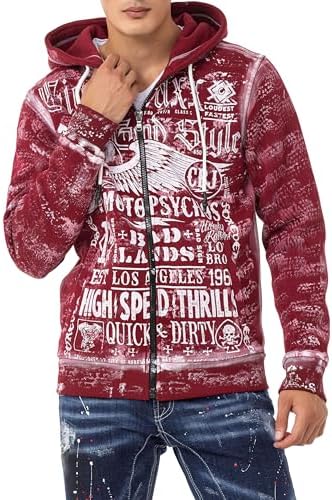 Cipo & Baxx Herren Sweatjacke Hoodie – Stylischer Pullover für Streetwear-Begeisterte mit Reißverschluss & Kapuze für Fr