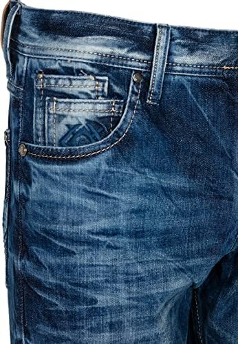 Cipo & Baxx Herren Jeans - Straight Fit mit modischen Waschungen, Nähten & Used-Look Details - Regular Denim - Trendige