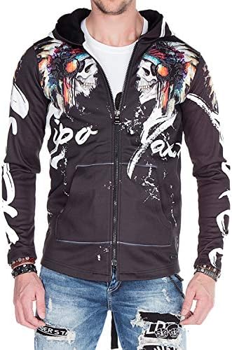 Cipo & Baxx Herren Sweatjacke Hoodie – Stylischer Pullover für Streetwear-Begeisterte mit Reißverschluss & Kapuze für Fr