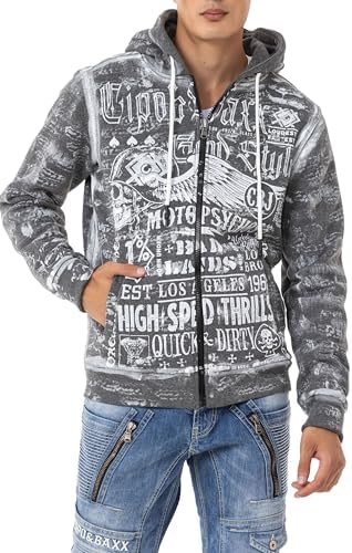 Cipo & Baxx Herren Sweatjacke Hoodie – Stylischer Pullover für Streetwear-Begeisterte mit Reißverschluss & Kapuze für Fr