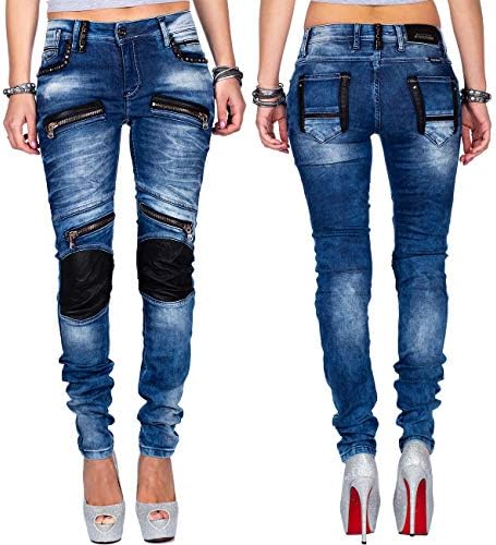 Cipo & Baxx Damen Jeans – Stylische Slim & Regular Fit Hosen mit Stretch & Used-Look | Bequeme Passform, modisches Desig