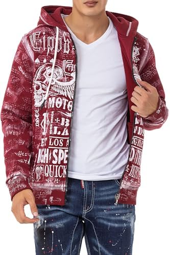Cipo & Baxx Herren Sweatjacke Hoodie – Stylischer Pullover für Streetwear-Begeisterte mit Reißverschluss & Kapuze für Fr