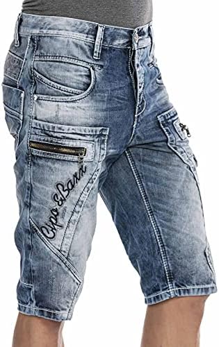 Cipo & Baxx Herren Jeans - Straight Fit mit modischen Waschungen, Nähten & Used-Look Details - Regular Denim