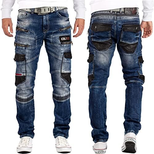 Cipo & Baxx Herren Jeans - Stylische Denim-Mode mit hohem Markanten_design | Regular & Slim Fit | Stonewashed Effect des