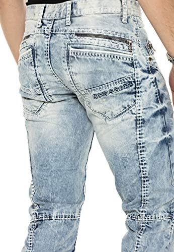 Cipo & Baxx Herren Jeans Hose Look Röhrenjeans Straight Fit Kontrastnähte Trendyhose | Cipo & Baxx Herren Jeans Hose Us