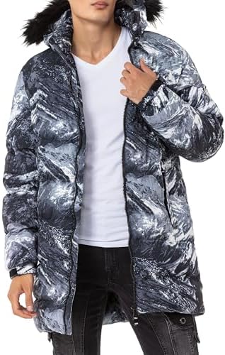 Cipo & Baxx Herren Mantel – Stylische Winterjacke mit warmem Innenfutter und abnehmbarer Kapuze für kalte Tage