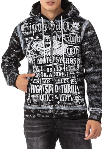 Cipo & Baxx Herren Sweatjacke Hoodie – Stylischer Pullover für Streetwear-Begeisterte mit Reißverschluss & Kapuze für Fr