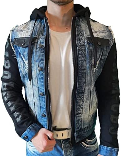 Cipo & Baxx Herren Hybrid-Denimjacke - Versatile Farben, Modisch und Komfortabel - für City und Outdoor - mit Knopf und