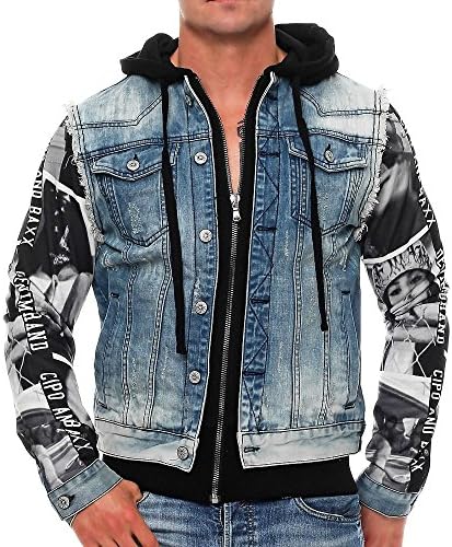 Cipo & Baxx Herren Hybrid-Denimjacke - Versatile Farben, Modisch und Komfortabel - für City und Outdoor - mit Knopf und