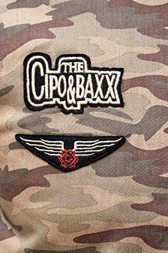 Cipo & Baxx Herren Jeansjacke – Klassisch, Leder, Sport – Knopf und Reißverschluss – Sweat-Kapuze und Sweatärmeln – Mode