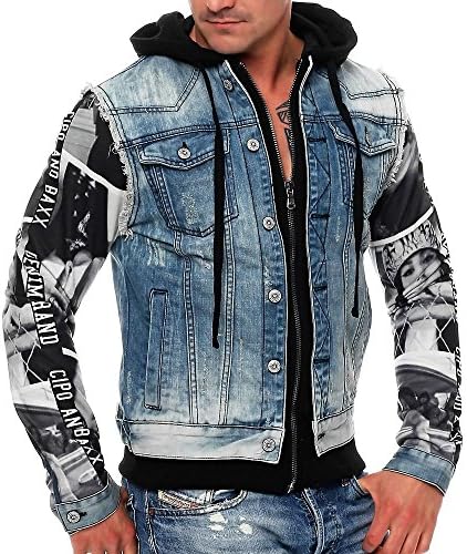 Cipo & Baxx Herren Hybrid-Denimjacke - Versatile Farben, Modisch und Komfortabel - für City und Outdoor - mit Knopf und