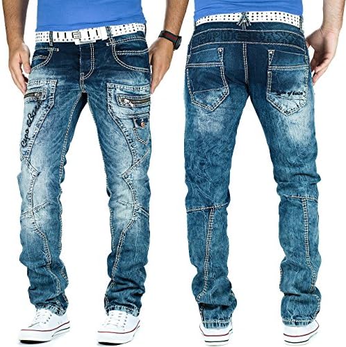 Cipo & Baxx Herren Jeans - Stylische Denim-Mode mit hohem Markantzen Detail | Regular & Slim Fit für Männer | Stonewashe
