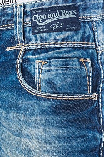 Cipo & Baxx Herren Jeans Hose mit robusten Nähten für aktive Männer | Cipo & Baxx Herren Jeans Hose mitStretch-Nähten f