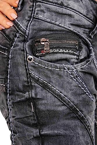 Cipo & Baxx Damen Jeans – Stylische Slim & Regular Fit Hosen mit Stretch & Used-Look | Bequeme Passform, modisches Desig